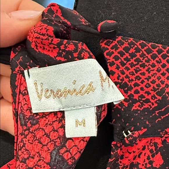 Veronica M Red and Black Snake Print Halter Top - Picture 2 of 5